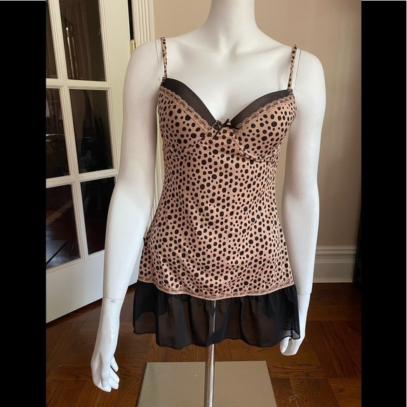 - Babydoll Chemise with Sheer Black Lace Trim - Picture 1 of 4